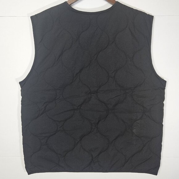 Quilted Black Vest W Pockets Original Use Men Size L Full Zip-Up Lightly Padded - Picture 3 of 11